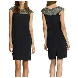 Teri Jon Luminous Silk Beaded Top Sheath Dress